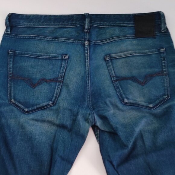 Vintage Guess Jeans Robertson men's size 34 distressed denim blue slim tapered - Picture 4 of 16